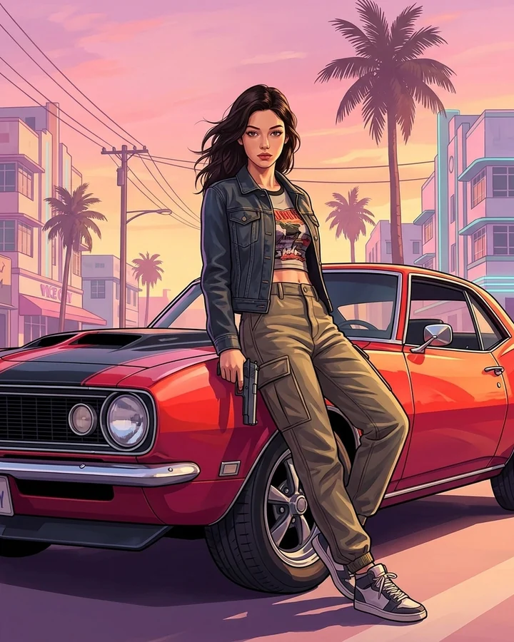 Постер в стиле GTA — пример результата нейросети
